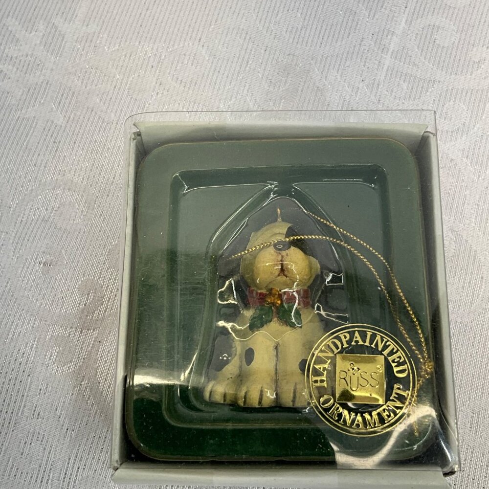 Russ Hand painted Puppy Wags to Wiskers‎ Christmas Ornament #16879